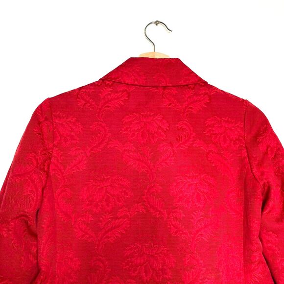 Talbots Red Leaf Pattern Petite Brocade Double Breast Blazer Size Petite - Picture 4 of 11